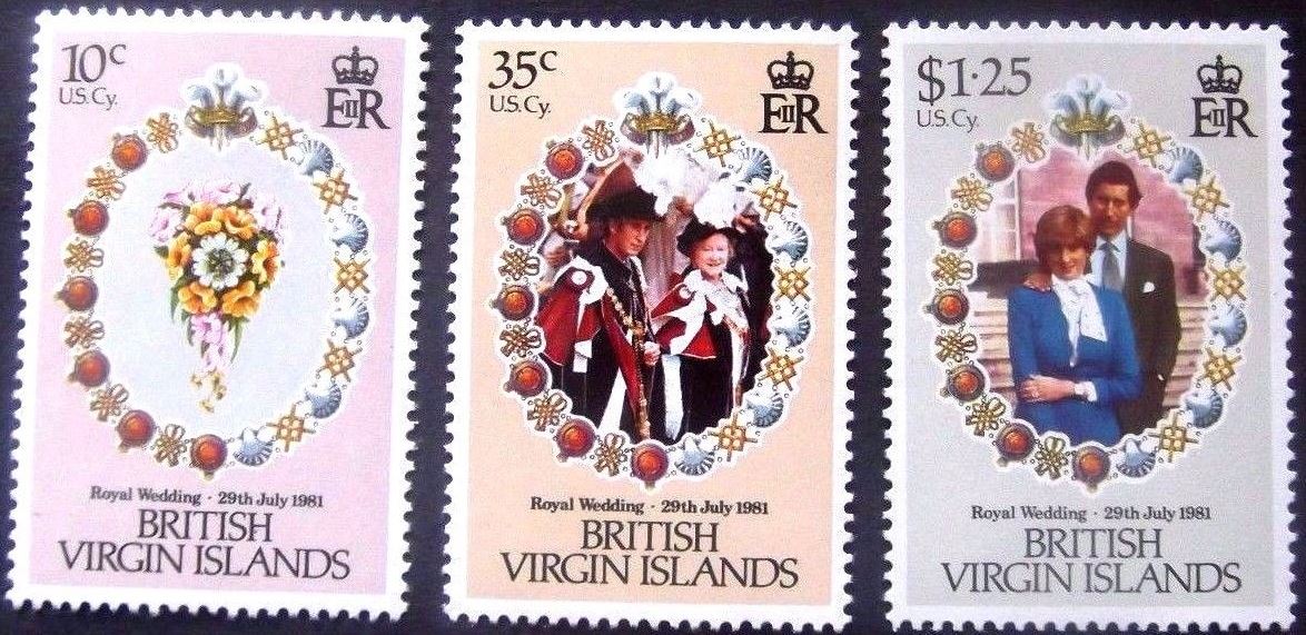 1981 BVI - Charles & Diana Wedding Set (3) MNH